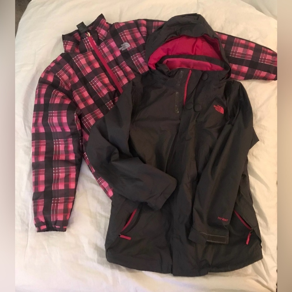 Girls The North Face two for one jackets size large